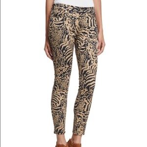 7 For All Mankind NWT The Ankle Skinny Jeans Royal Leopard Print Size 29 Midrise